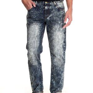 PINK DOLPHIN MARBLE ACID WASH JEANS TAPERED LEG RIGID 100% COTTON DENIM sz 38
